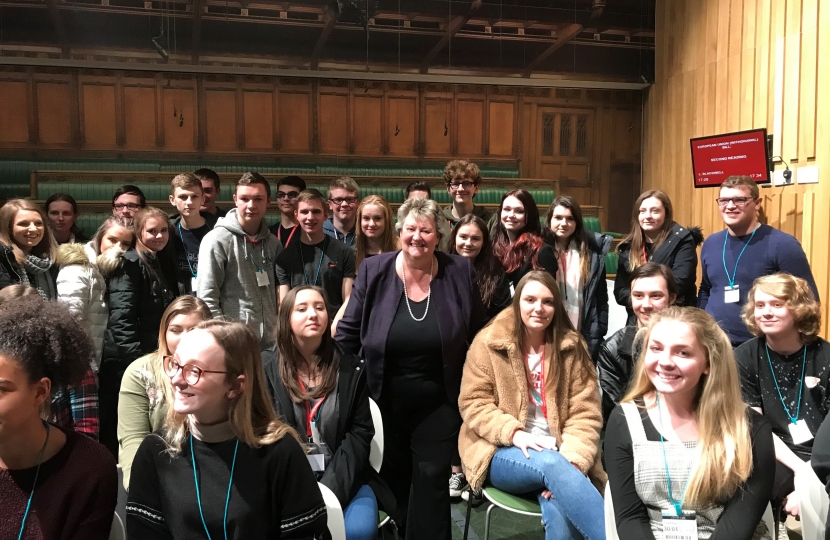 Heather Wheeler MP with students from the Pingle Academy.