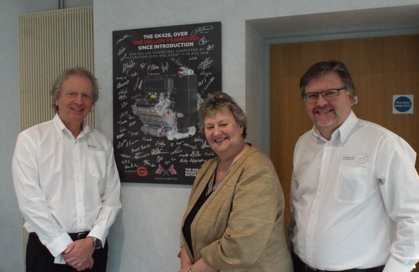 Heather Wheeler MP with John Manchester (L) and Jim Hibbert (R)
