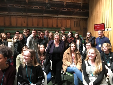 Heather Wheeler MP with students from the Pingle Academy.