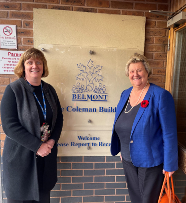 Photo of Mrs Fern, Headteacher and Heather Wheeler MP 